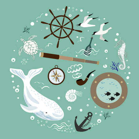 Set of items related to the seaのイラスト素材
