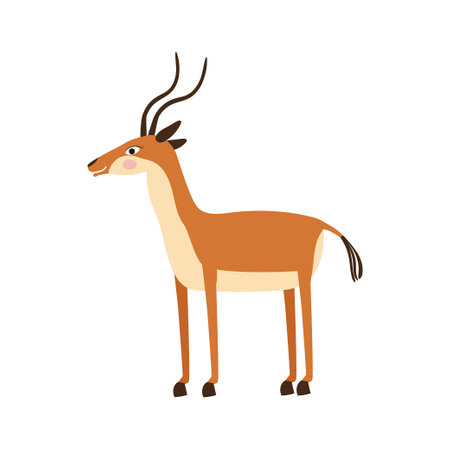 Cute antelope in simple hand drawn style. Antelope isolated on a white background.のイラスト素材