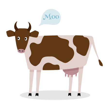 The Ginger Spotted Cow isolated on a white background. Farm animals, cattle. Vector flat illustration.のイラスト素材