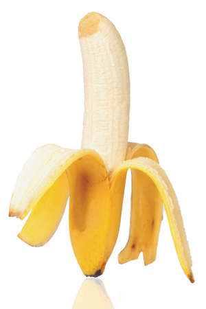 Healthy banana isolated on white backgroundの写真素材