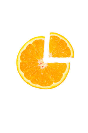 Sliced Orange fruit isolated on white backgroundの写真素材
