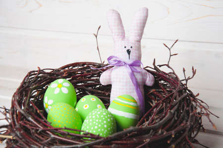 Rabbit (bunny) and Easter Eggの写真素材