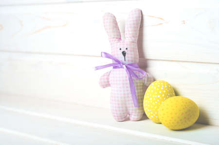 Rabbit (bunny) and Easter Eggの写真素材