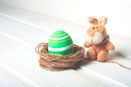 Rabbit (bunny) and Easter Eggの写真素材