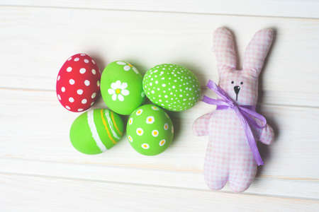 Rabbit (bunny) and Easter Eggの写真素材