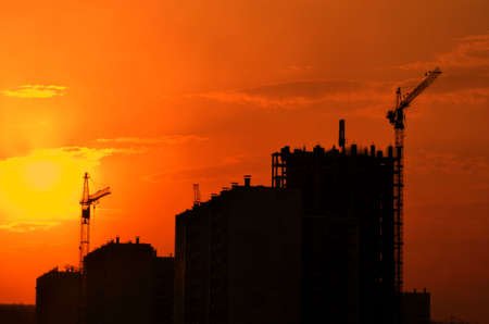 Crane & sundownの写真素材