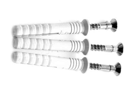 Isolated screws on white backgroundの写真素材