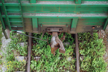 Boxcar coupler on the railroad