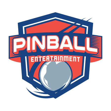 Pinball Game Arcade Vintage Retro Badge Emblem Hipster Logo Vector Icon Illustration. Pinball Entertainment with Ballのイラスト素材