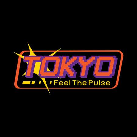 Tokyo japan y2k streetwear style colorful slogan typography vector design icon illustration. Kanji translation Tokyo. Tshirt, poster, banner, fashion, slogan shirt, sticker, flyerのイラスト素材