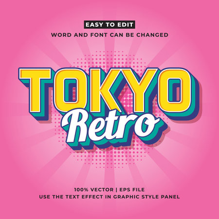 Tokyo japan y2k streetwear colorful slogan typography editable text effect 3d cartoon template style premium vectorのイラスト素材