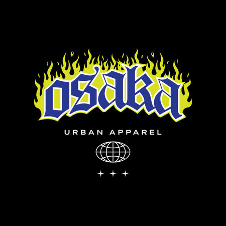 Osaka Tokyo Japan vintage t-shirt streetwear. Typography slogan tshirt design. Vector illustration.のイラスト素材