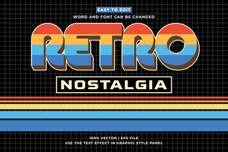 Retro vintage editable text effect. Retro Nostalgia 3d cartoon style premium vectorのイラスト素材