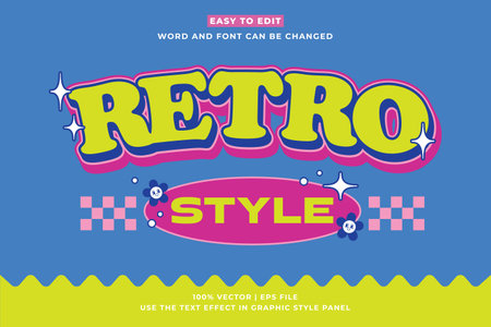 Retro vintage editable text effect. Retro Style 3d cartoon style premium vectorのイラスト素材