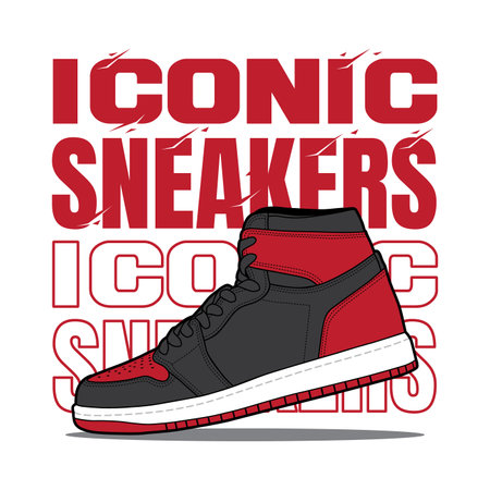 Sneakers shoes with slogan lettering typography custom font for tshirt streetwear. Sneaker t-shirt design hipster logo icon illustrationのイラスト素材