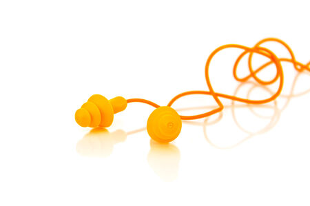 Ear plug isolated on white backgroundの写真素材