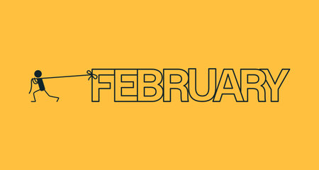 February. Vector illustration of a man with the inscription February. The third month of winter.のイラスト素材