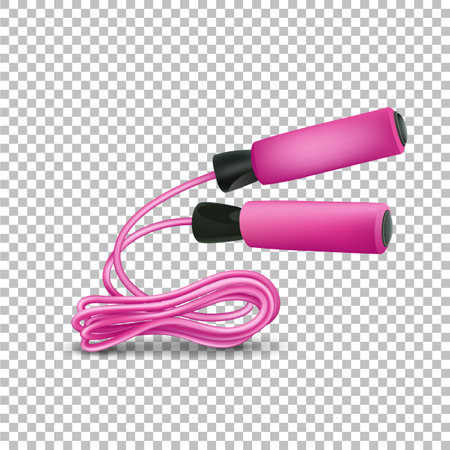 Pink jump rope. Vector illustration of sports equipment on a transparent background.のイラスト素材