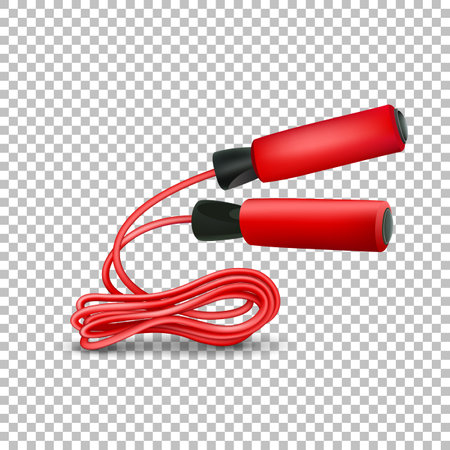 Red jump rope. Vector illustration of sports equipment on a transparent background.のイラスト素材