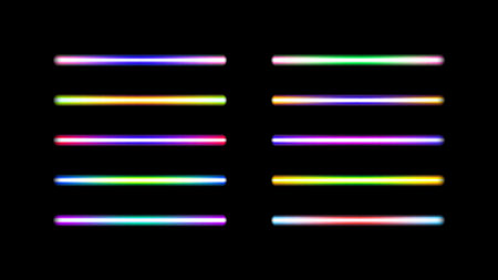 neon sticks. Lightsabers on a black background. Vector illustration of lightsabers.のイラスト素材