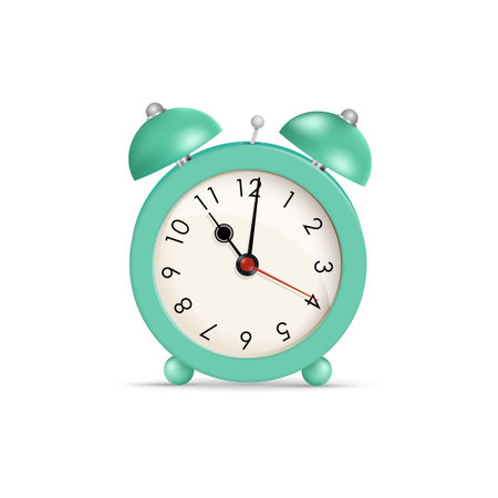 alarm. Vector illustration of a vintage alarm clock. Clock with an alarm clock on a white background.のイラスト素材