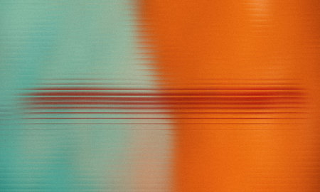 Abstract horizontal lines with teal and orange color split and blurred effect Clear details and v...の写真素材