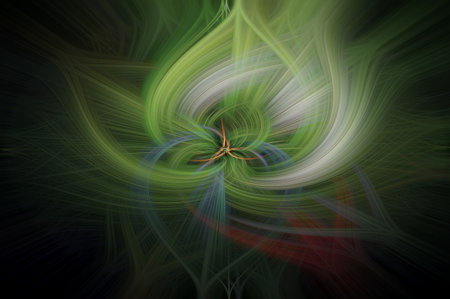 Red showing green and white abstract swirling fractal with red accents keywords: abstract,...の写真素材