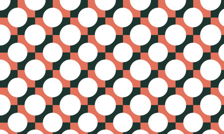 Vector repetition featuring white circles on coral and teal grid pattern keywords: pattern,...