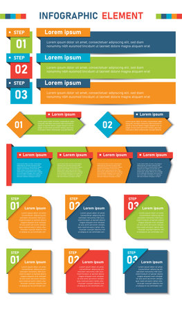 Big set infographic element vector colorful with shape square. Appropriate for business brochure, flyer, presentation, etc.のイラスト素材