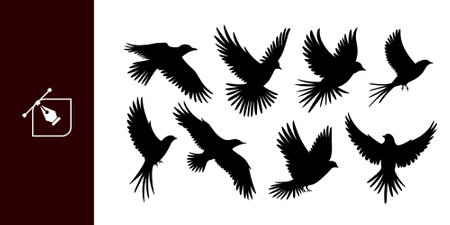 Flying birds silhouettes on white background. Vector illustration.のイラスト素材