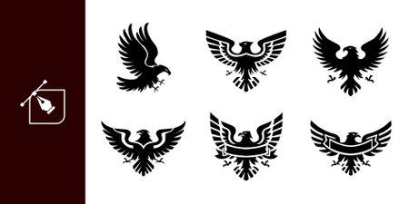 Eagle logo vector. Graphic eagle bird logo template, Vector element for logo, with silhouette styleのイラスト素材