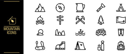 Camping icon set. Collection of high-quality outline symbols for web design, and mobile app.のイラスト素材