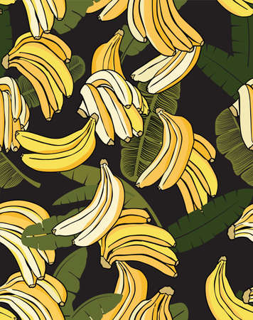 banana black pattern for a garment, textile, or t-shirtのイラスト素材