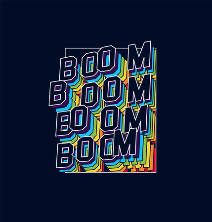 3D boom vector comic. Premium colorful illustration for a t-shirt or poster printのイラスト素材
