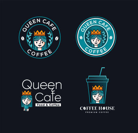 queen cafe for the coffee shop logoのイラスト素材