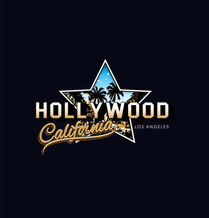 The city of Hollywood California t-shirt designのイラスト素材