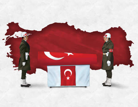 Soldiers standing at the funeral of martyrs.の写真素材