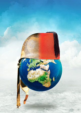 3d illustration, depicts the conflict between the Ottoman Empire and Europe. Photo manipulation.の写真素材