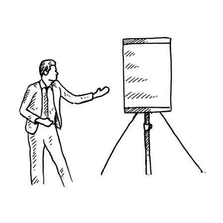 a student is showing the material on a blackboard. Retro vintage sketch vector illustration. Engraving style. black isolated on white background. vector draw graphic design illustration sketch.のイラスト素材
