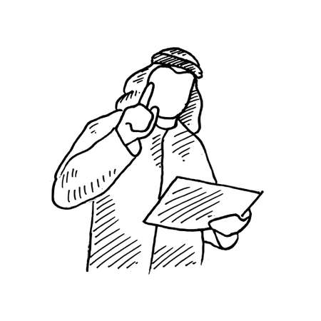 one of the training participants is asking about the presentation of the material. Retro vintage sketch vector illustration. Engraving style. black isolated on white background. vector draw graphic design illustration sketch.のイラスト素材