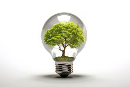 A light bulb with a brain inside represents human intelligence, creativity, and the power of ideas.の素材