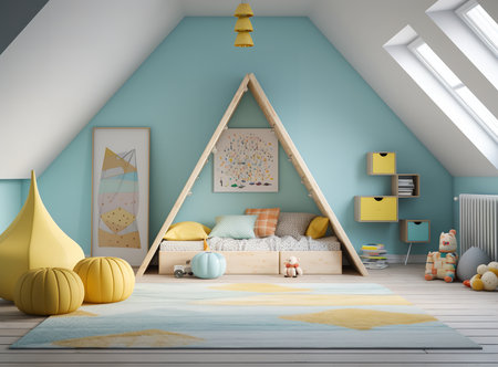 spacious and well-lit bedroom features a bed with white bedding, a large rug, and plants on the nightstand and windowsill. The walls are painted whiteの素材