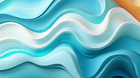 A high-resolution photorealistic rendering of a blue and white wave pattern, showcasing its smooth curves and vibrant colors. The waves are arranged in a dynamic and eye-catching patternの素材
