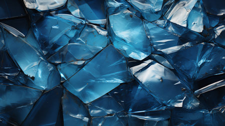 This close-up photo of a pile of blue pieces of glass captures the fragile and dangerous beauty of this material. The sharp edges and jagged cracks are clearly visible, and they evoke a sense of caution and awarenessの素材