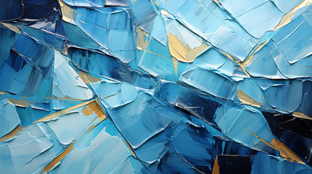 a blue and gold painting captures the vibrant colors and thick, textured brushstrokes of the artist. The blue and gold pigments are mixed together to create a variety of shades and huesの素材