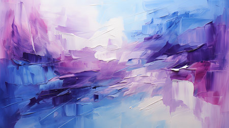 This abstract painting with swirling brushstrokes and vibrant hues of purple, blue, and white is a dynamic and expressive work of art. The artist's use of color and movement is captivatingの素材