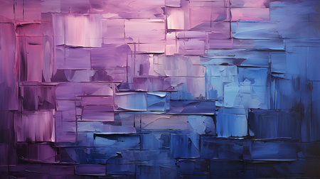 This abstract painting in shades of purple, blue, and pink is a vibrant and energetic display of color and movement. The swirling brushstrokes create a sense of depth and dynamismの素材