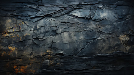 This image shows a macro of a rock wall with cracks and a dark background. The texture of the rock is rough and uneven, and the cracks are deep and jaggedの素材
