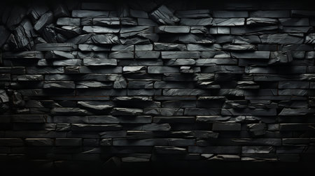 A mesmerizing 3D rendering of a black brick wall . The crack brick is perfectly round and its edges are shimmering with energyの素材