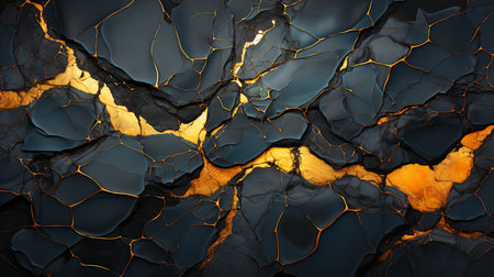 A mesmerizing black and gold marble texture with cracks and gold streaks. The cracks add a touch of age and character to the marble, while the gold streaksの素材